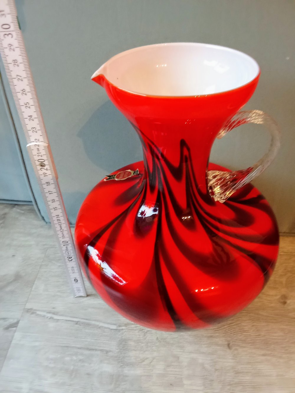 Vase rot schwarz Vintage 70's