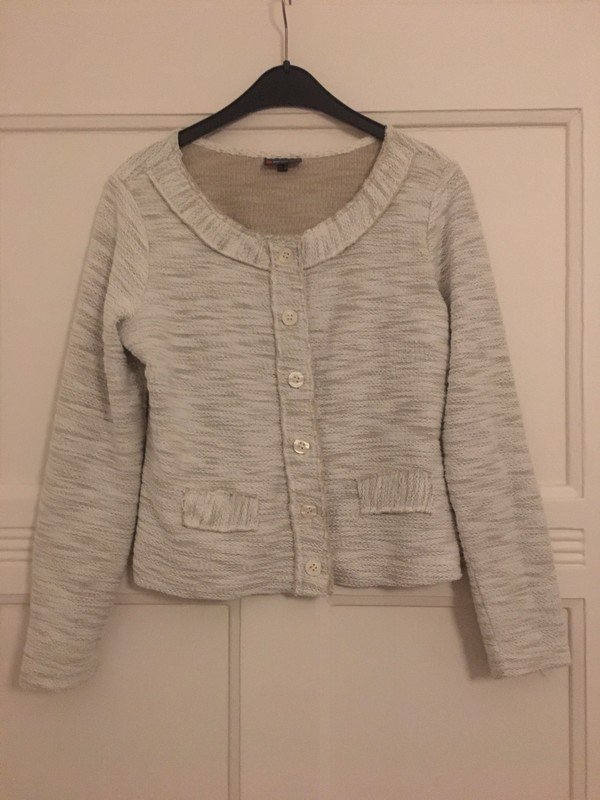 Weiß-beiger Baumwoll-Cardigan *Mengenrabatt*