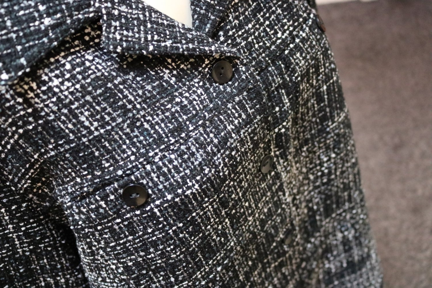 Jacke, Gr. 48, #schwarz-weiß-grau, #Strukturstoff