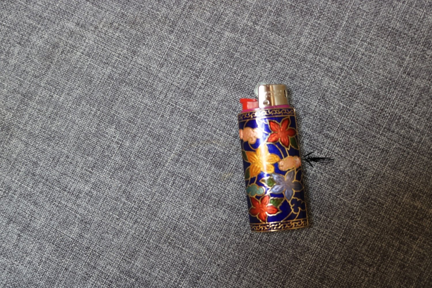 #Hülle f. Feuerzeug, #blau-bunt, #Cloisonne-Stil, #Metall emailliert