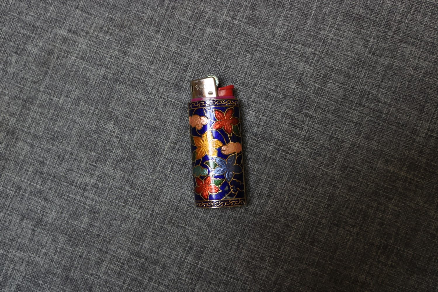 #Hülle f. Feuerzeug, #blau-bunt, #Cloisonne-Stil, #Metall emailliert