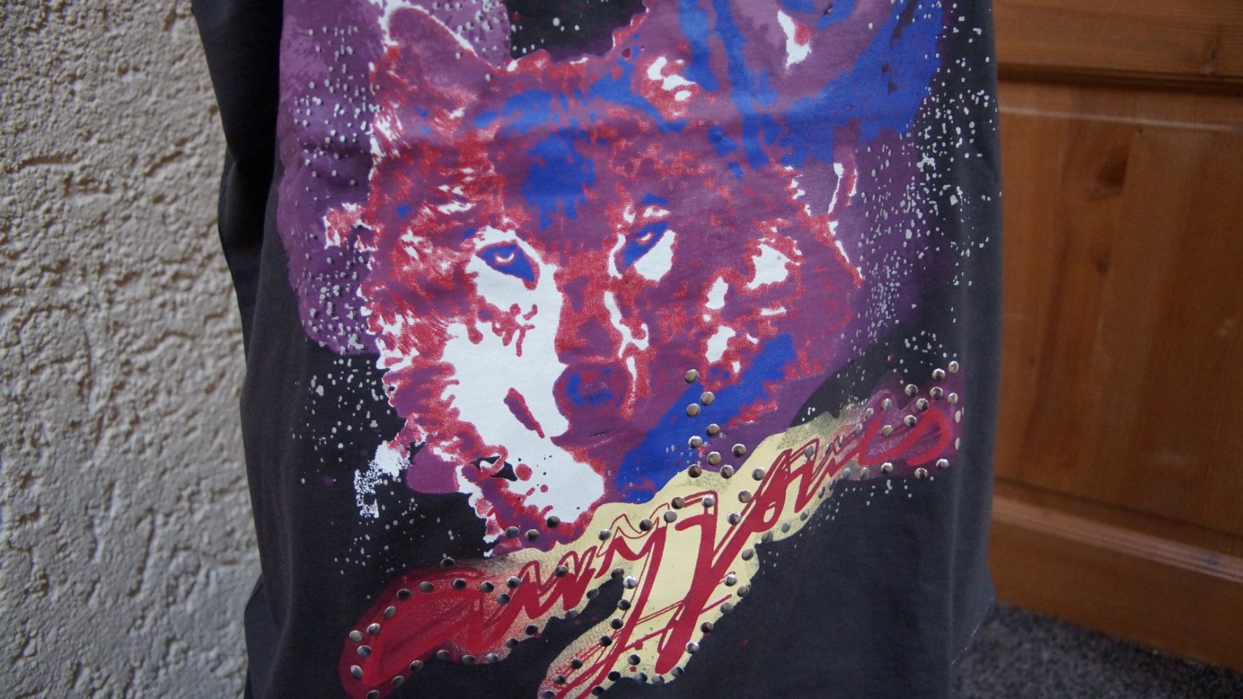 #Shirt m. Wolfsprint, #Nieten, Gr. 44/46, #anthrazit, #Amy Jones 