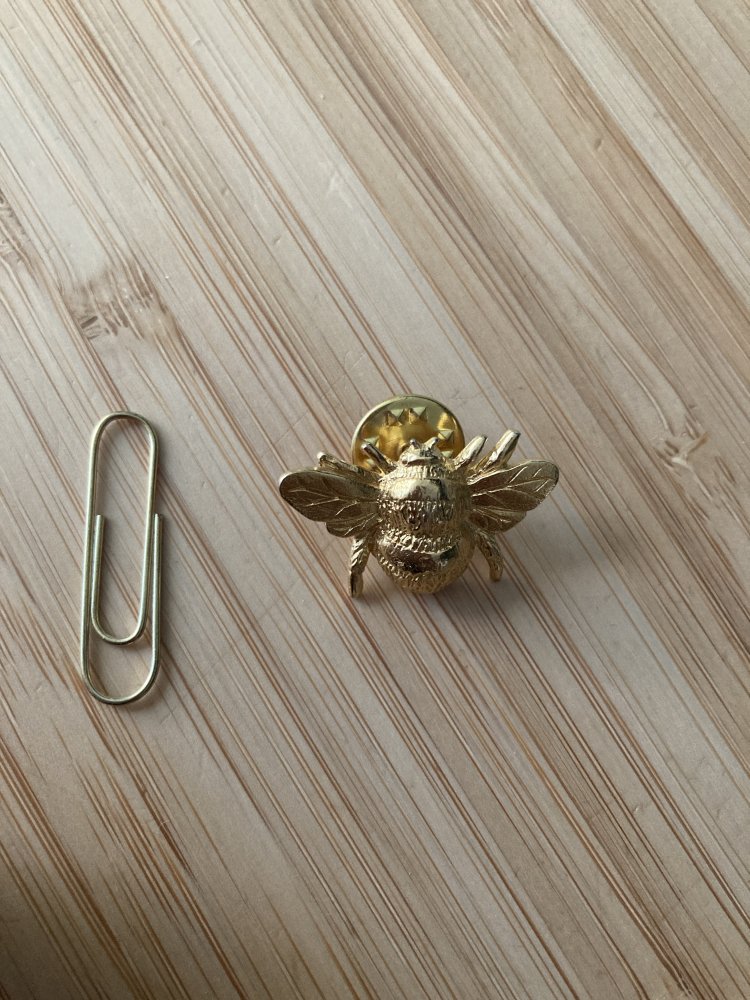 Gold Plated Pin Badge kleine Hummel / Bumblebee