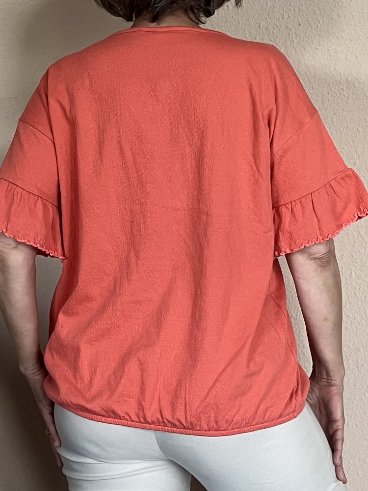 Laura Torelli Kurzarm Bluse mit Samba Ärmeln Gr.L / XL Apricot