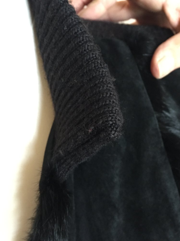 Sao Paulo Wildleder Merino Wolle Satin Mix Weste Gr.S schwarz