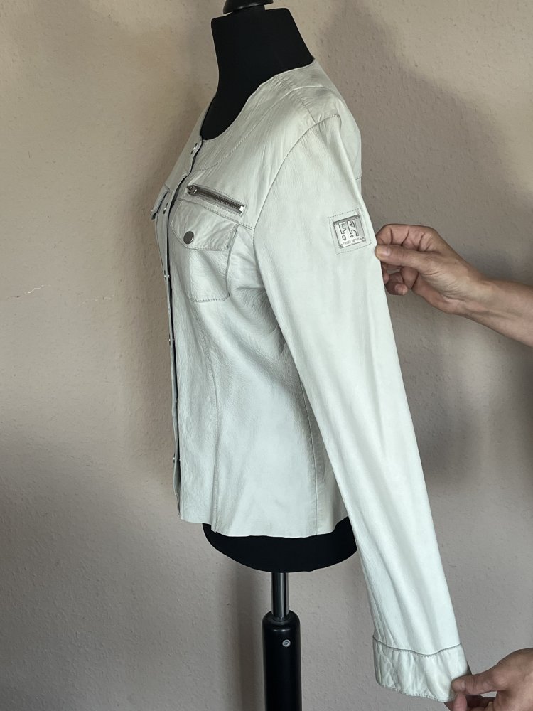 Freaky Nation Nappa Leder Bluse / Jacke Gr.S Farbe Off white /hellgrau