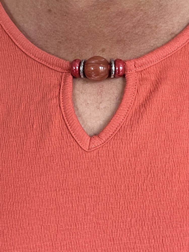 Laura Torelli Kurzarm Bluse mit Samba Ärmeln Gr.L / XL Apricot