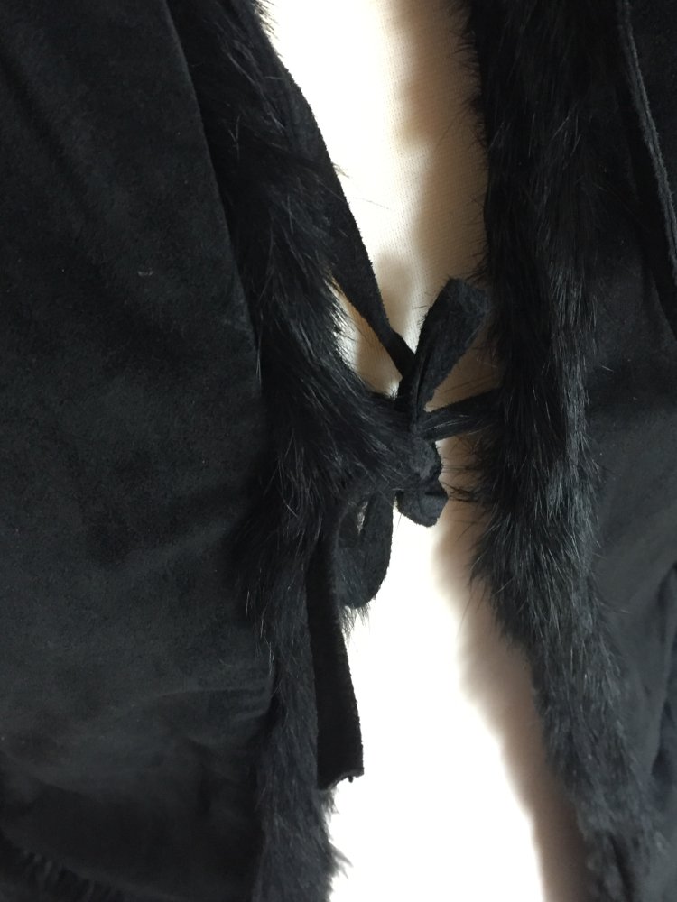 Sao Paulo Wildleder Merino Wolle Satin Mix Weste Gr.S schwarz