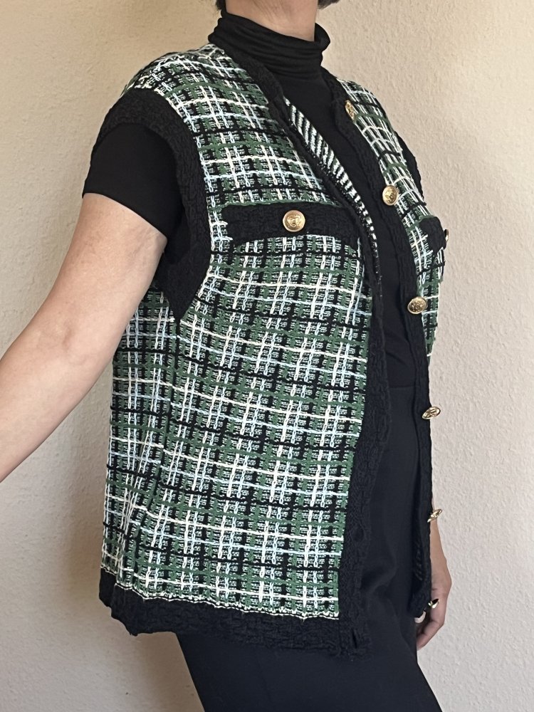 Mango Oversized Strick Weste im CC Style Gr.S mit goldenen Knöpfen