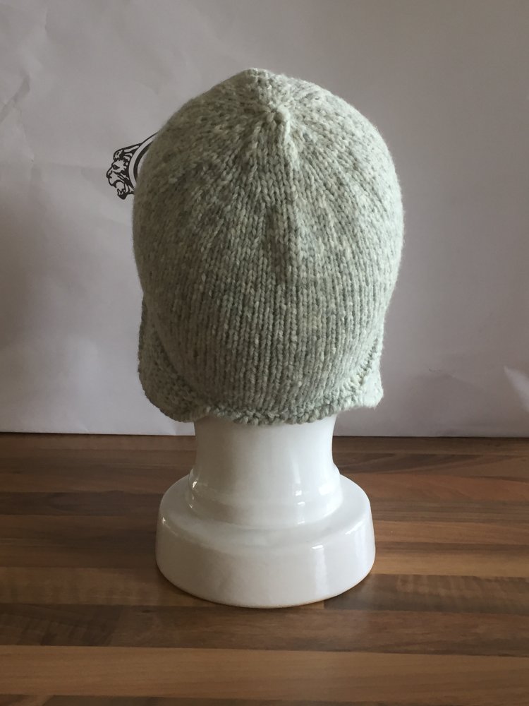 DIY Strick Mütze Wolle cream / grau mit Ohrenschützern
