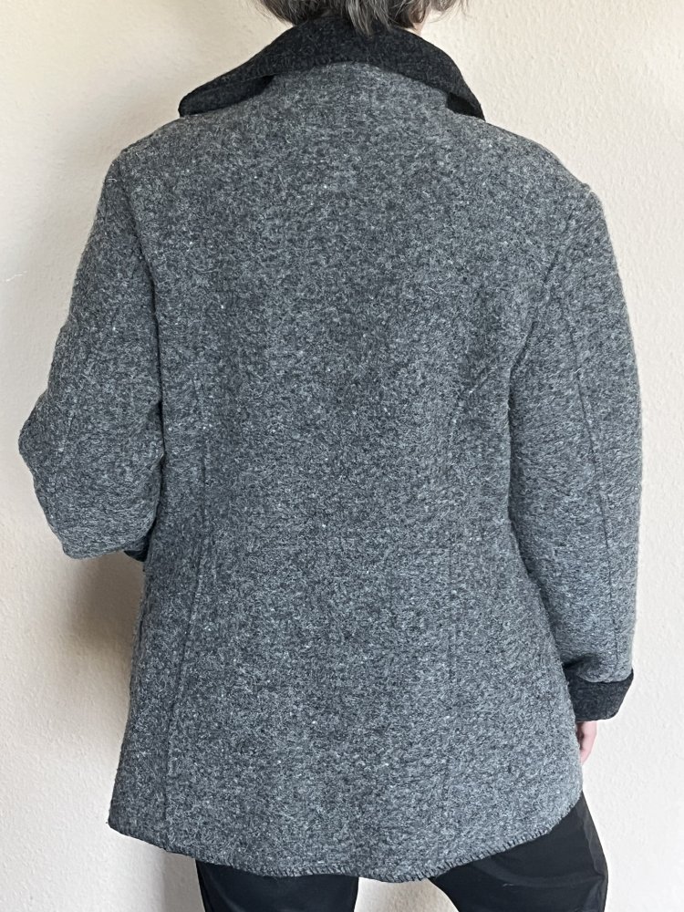 Anne L Oversized Blazer Wendejacke Gr.M/L aus 70% Wolle anthrazit grau / hellgrau