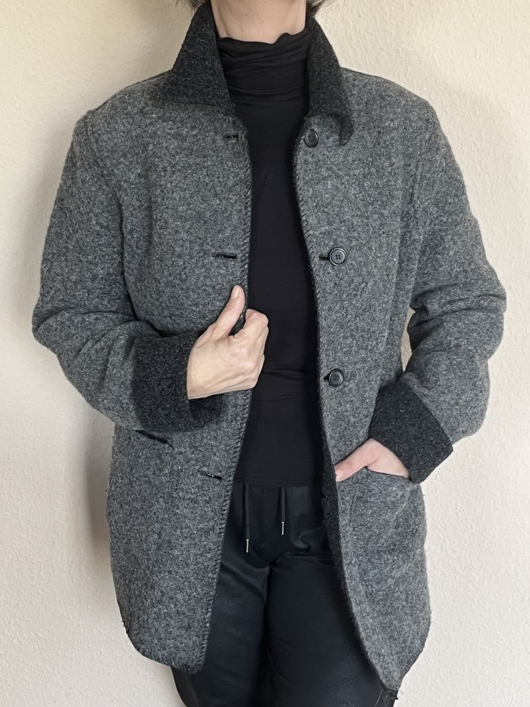 Anne L Oversized Blazer Wendejacke Gr.M/L aus 70% Wolle anthrazit grau / hellgrau