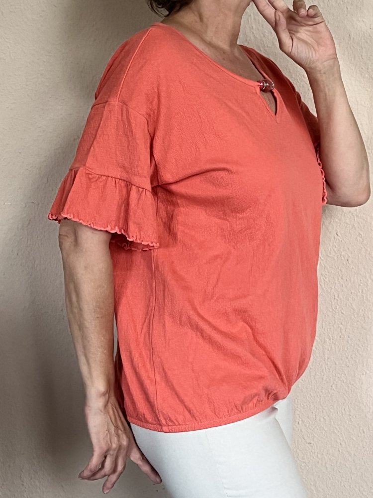 Laura Torelli Kurzarm Bluse mit Samba Ärmeln Gr.L / XL Apricot