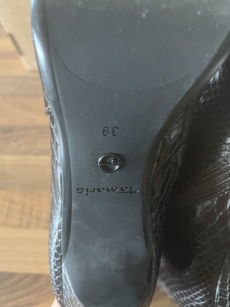 Tamaris Snakeprint High Heel Kunstleder Stiefeletten Gr.39 braun mit seitlichem Reißverschluss innen, kaum getragen