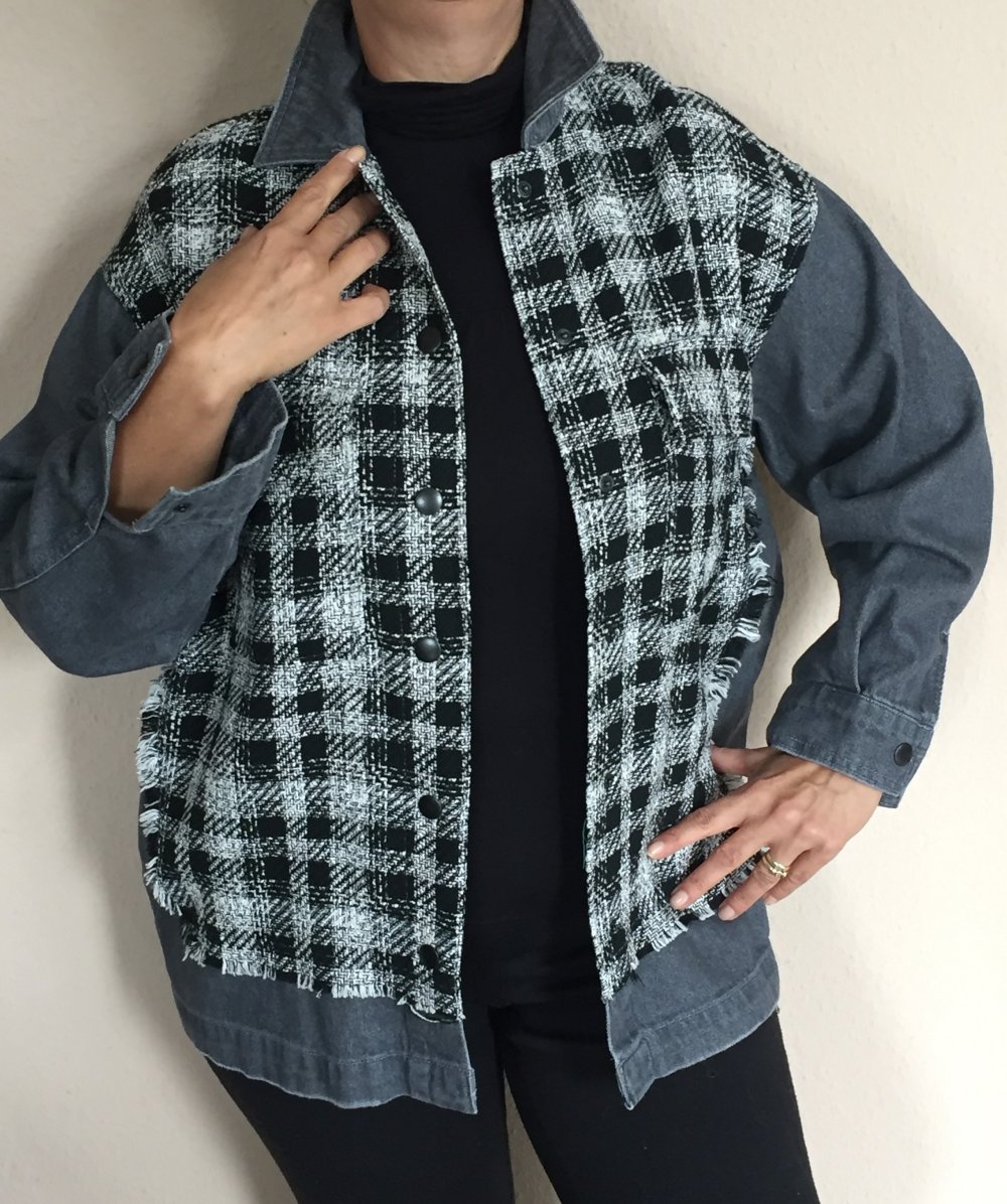 Zara Oversized Holzfäller Jeans Hemd Jacke Gr.M Grau, schwarz, weiß Neu mit Etikett,