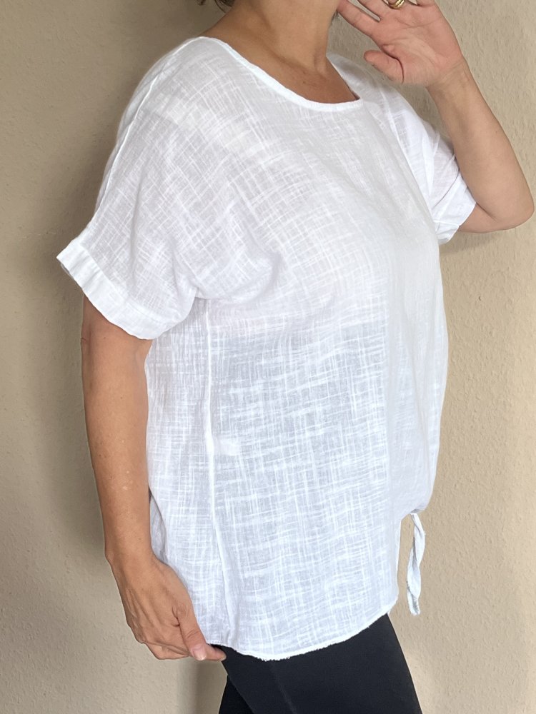 Made in Italy Bluse weiß mit Seitenknoten Gr.44 Neu