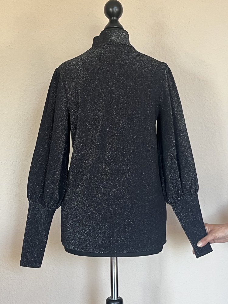 Esprit Lycra Rollkragen Pullover Gr.XS schwarz gold Glitzer