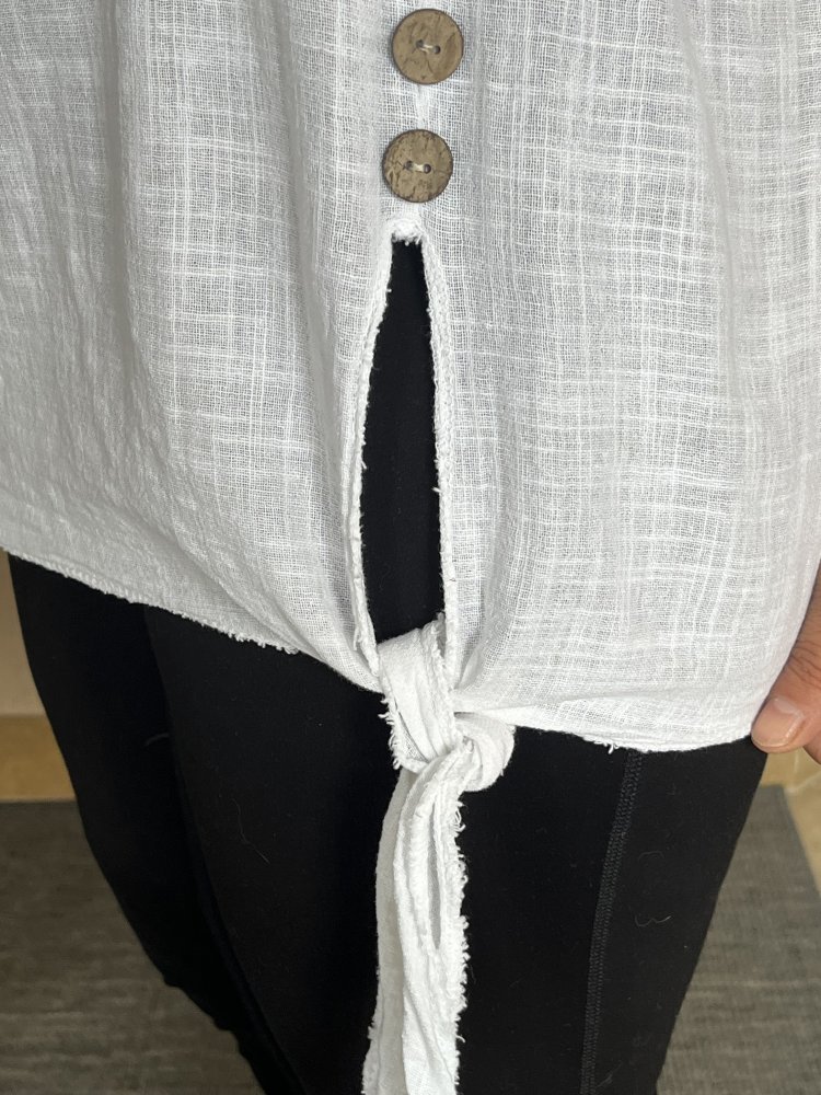 Made in Italy Bluse weiß mit Seitenknoten Gr.44 Neu