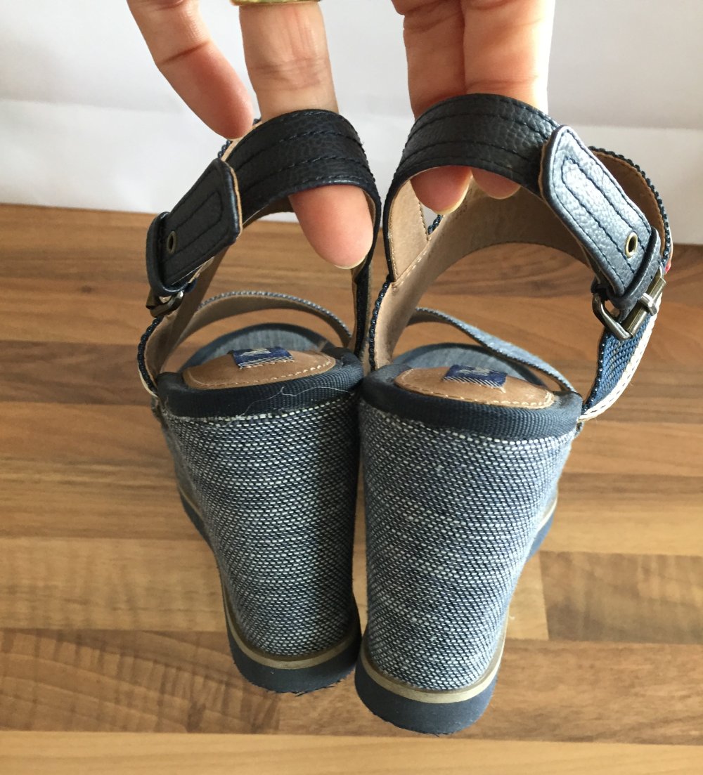 Wrangler Jeans Sandalen Gr.39 blau beige superleicht mit verstellbarer Fersenschnalle, Neu und ungetragen