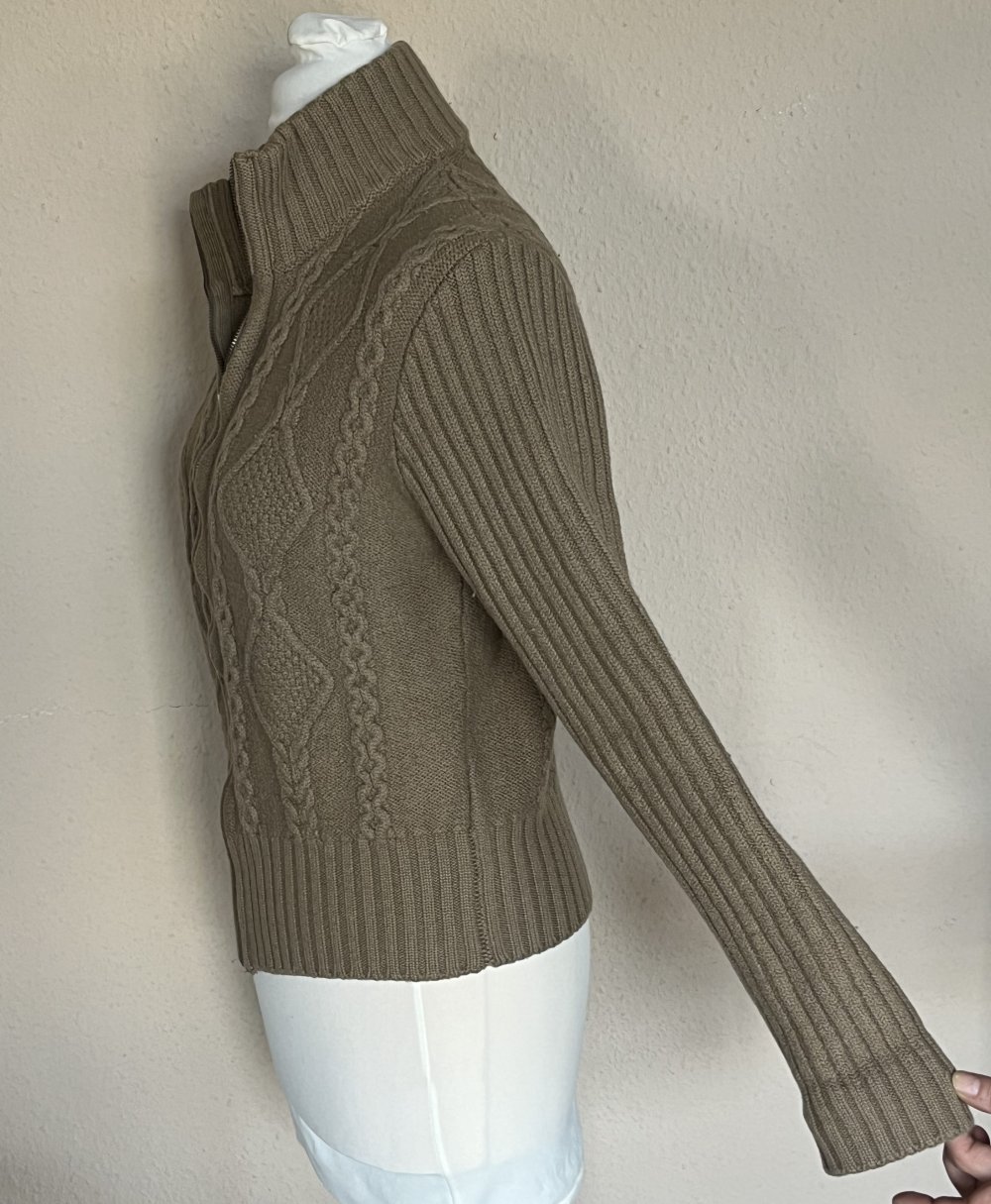 Strauß Innovation Warmer Strick Cardigan aus reiner Schurwolle Gr.38 Braun / Beige