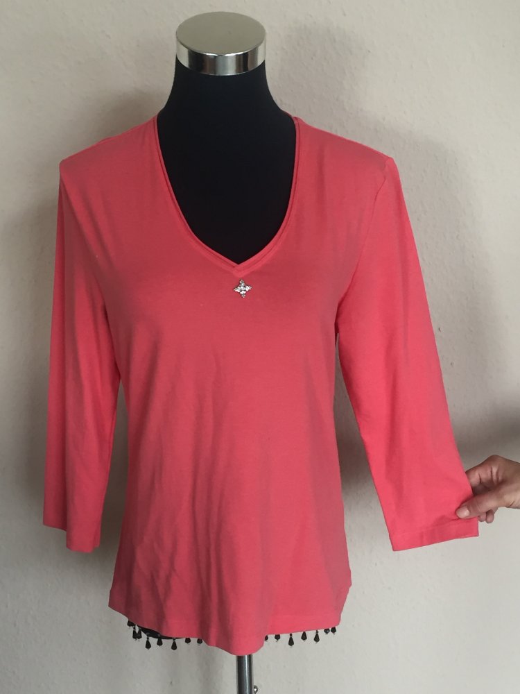2 Shirts DKNY + Via Appia 3/4 Arm mit V-Ausschnitt Gr.L Dunkel Rose und Mittelblau