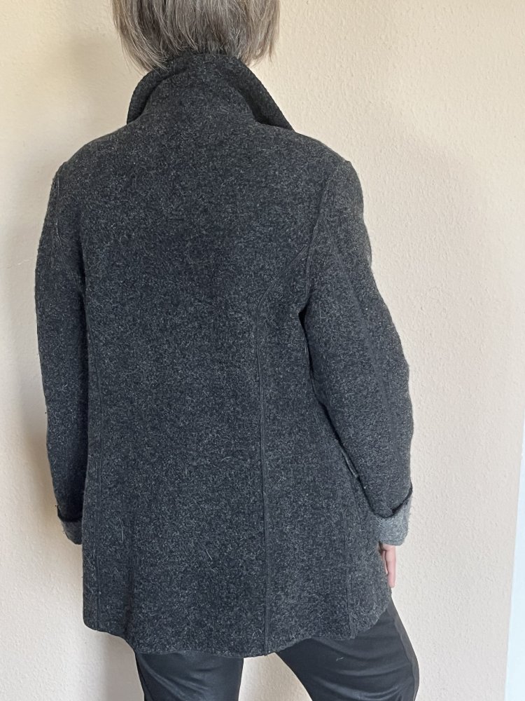 Anne L Oversized Blazer Wendejacke Gr.M/L aus 70% Wolle anthrazit grau / hellgrau