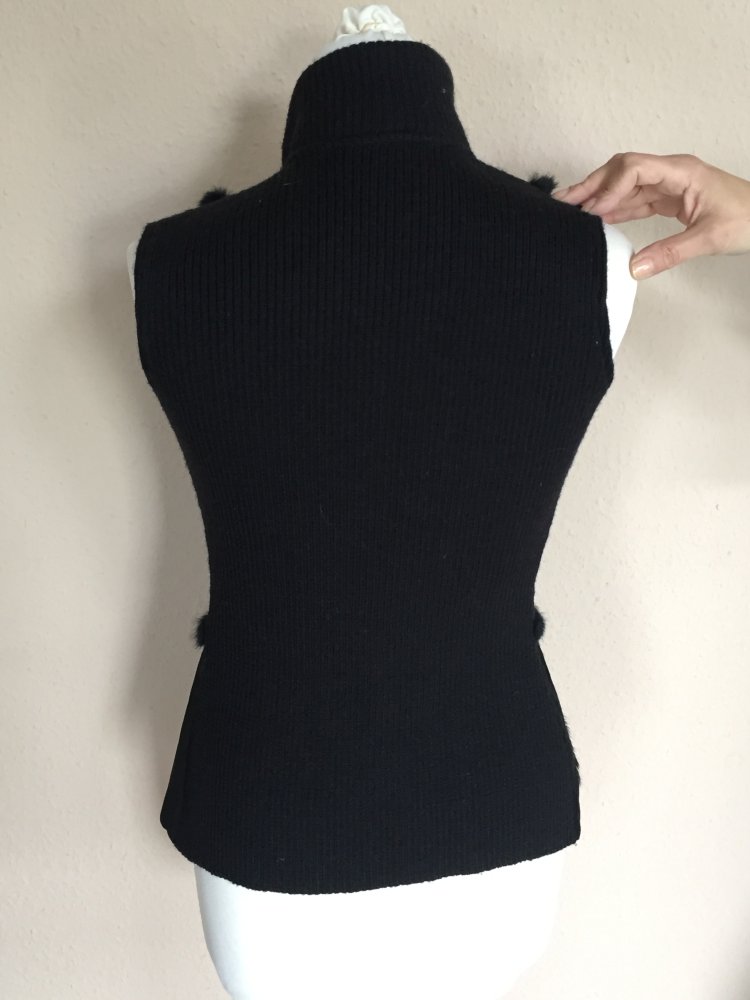 Sao Paulo Wildleder Merino Wolle Satin Mix Weste Gr.S schwarz