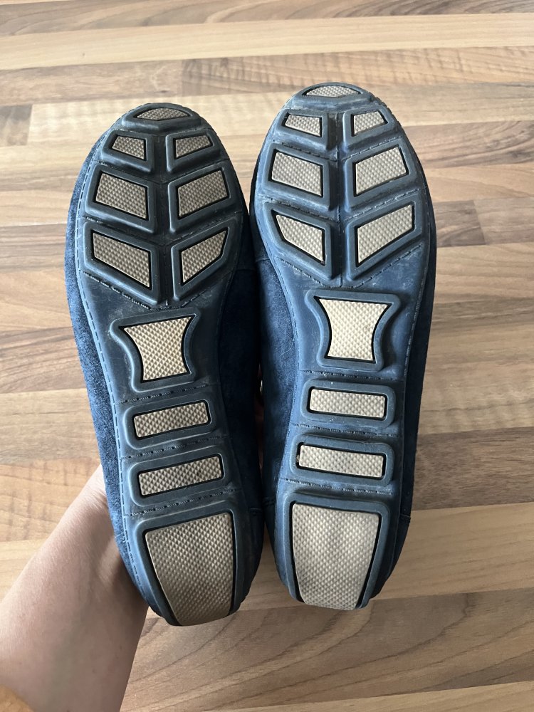 Cynthia Rowley Wild Leder Ballerina Loafer Gr.39 Navy Seeker mit Gold Schnalle und Sohlen im T / Doppel D Stil