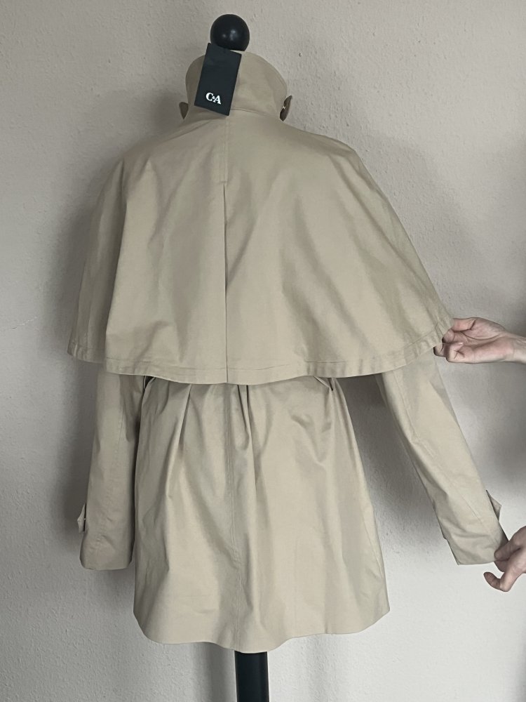 C&A Black Label Trenchcoat mit Pelerine und Gürtel Gr.M Neu mit Etikett