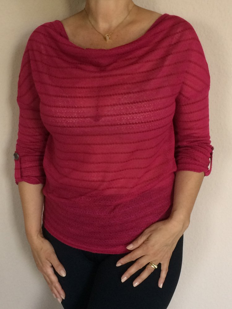 Only Tunika Top Gr.M/L Fuchsia Farben leicht transparent mit Wasserfall Dekolte