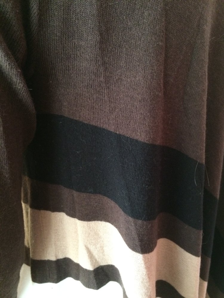 NY Collection Zipfel Long Pullover Gr.M braun schwarz weiß schräg gestreift