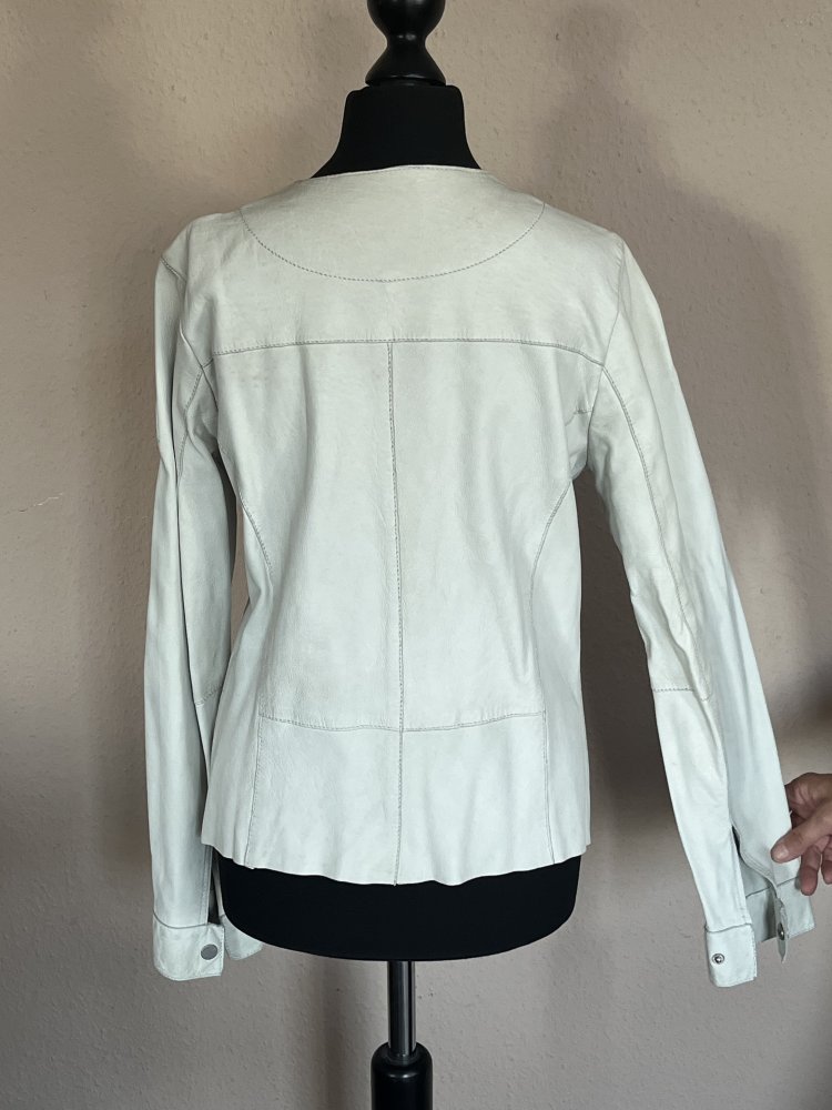Freaky Nation Nappa Leder Bluse / Jacke Gr.S Farbe Off white /hellgrau