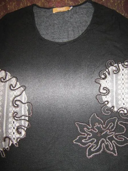 NEU * Edel * Glitzer- Stickerei * Lace Spitze * Longsleeve * T- Shirt 