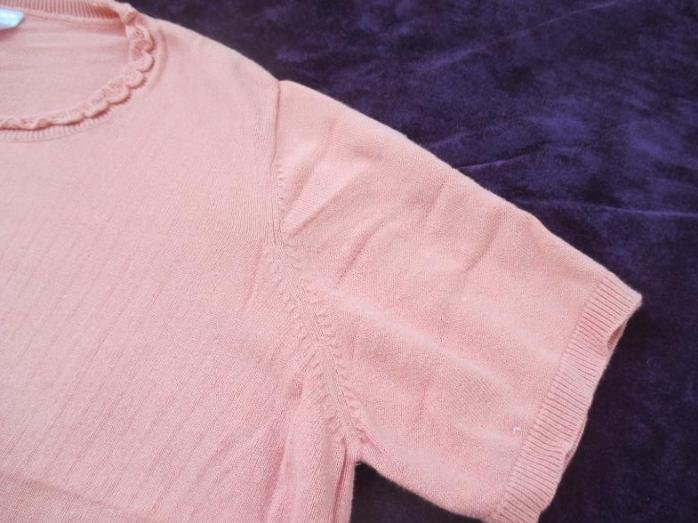 NEUw * Edel * klassisch * Romantik * DESIGNER * Baumwolle * Kurzarm * Feinstrick * Pullover * Gr. 44- 46/ L * lachs *
