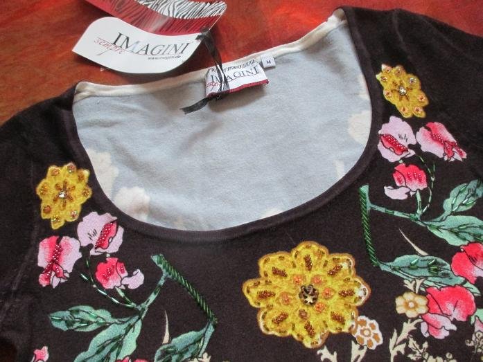 NEU mit ETIKETT * Glitzer * Kristall * Stäbchen * Blüten * Flower- Power- Style * Feinstrick- Pullover 