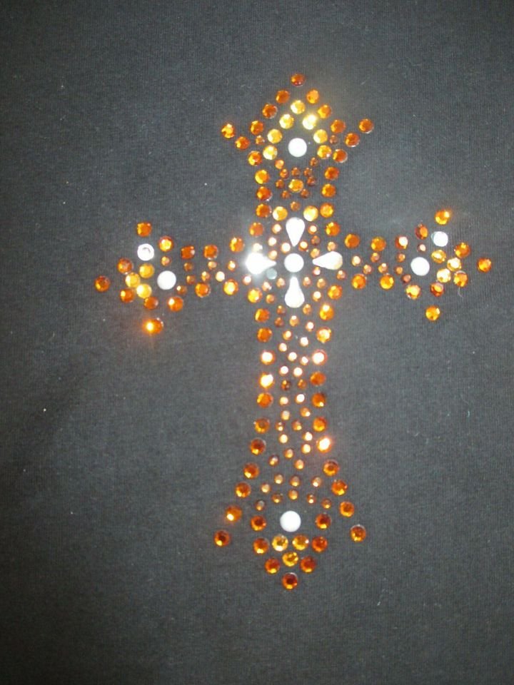 NEUw * Glitzer * Strass * Kristalle * Perlen * Stickerei * Kreuz * Langarm * Longsleeve * T- Shirt ''BIBA by ESCADA'' Gr. 42- 44/ L, 3 * schwarz *