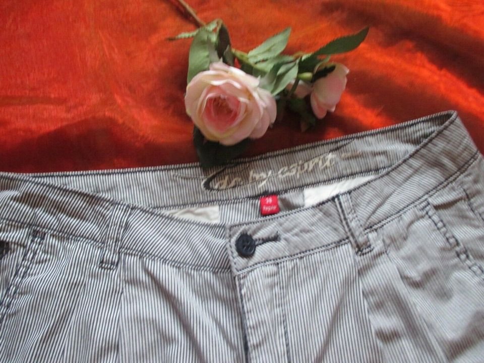 NEU * Marine Maritim * Sailor * Matrosen- Style * feine Streifen * High Waist * Bundfalten * Hose 