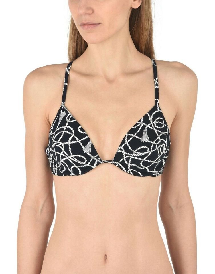 NEU mit ETIKETT * Ausgefallen * Kordel Print * Sailor * Marine * Navy * Maritim * BIKINI * Oberteil * Bustier * Schnür- TOP * Twisted Rope * Lace Up Top 