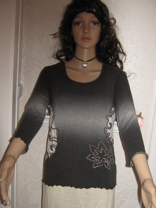 NEU * Edel * Glitzer- Stickerei * Lace Spitze * Longsleeve * T- Shirt 