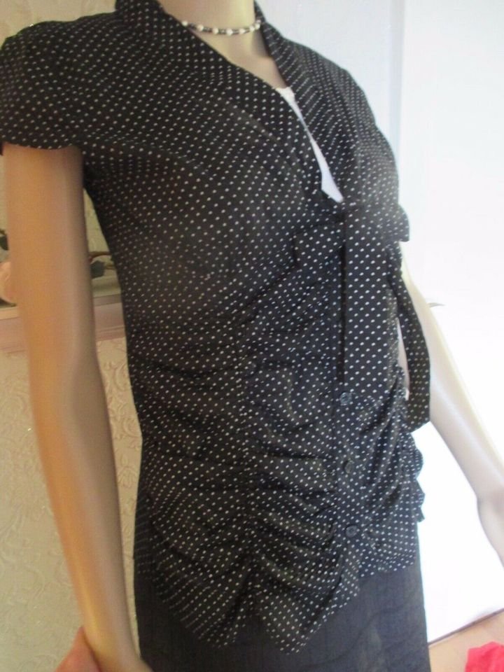 NEU 50er Jahre Rockabilly Style Polka Dots Pünktchen Punkte Tupfen Romatik Schleifen Schluppe Bluse 