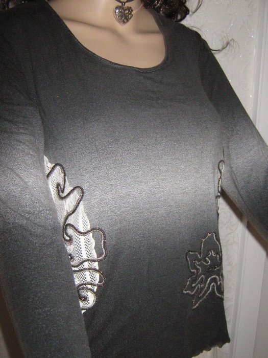 NEU * Edel * Glitzer- Stickerei * Lace Spitze * Longsleeve * T- Shirt 