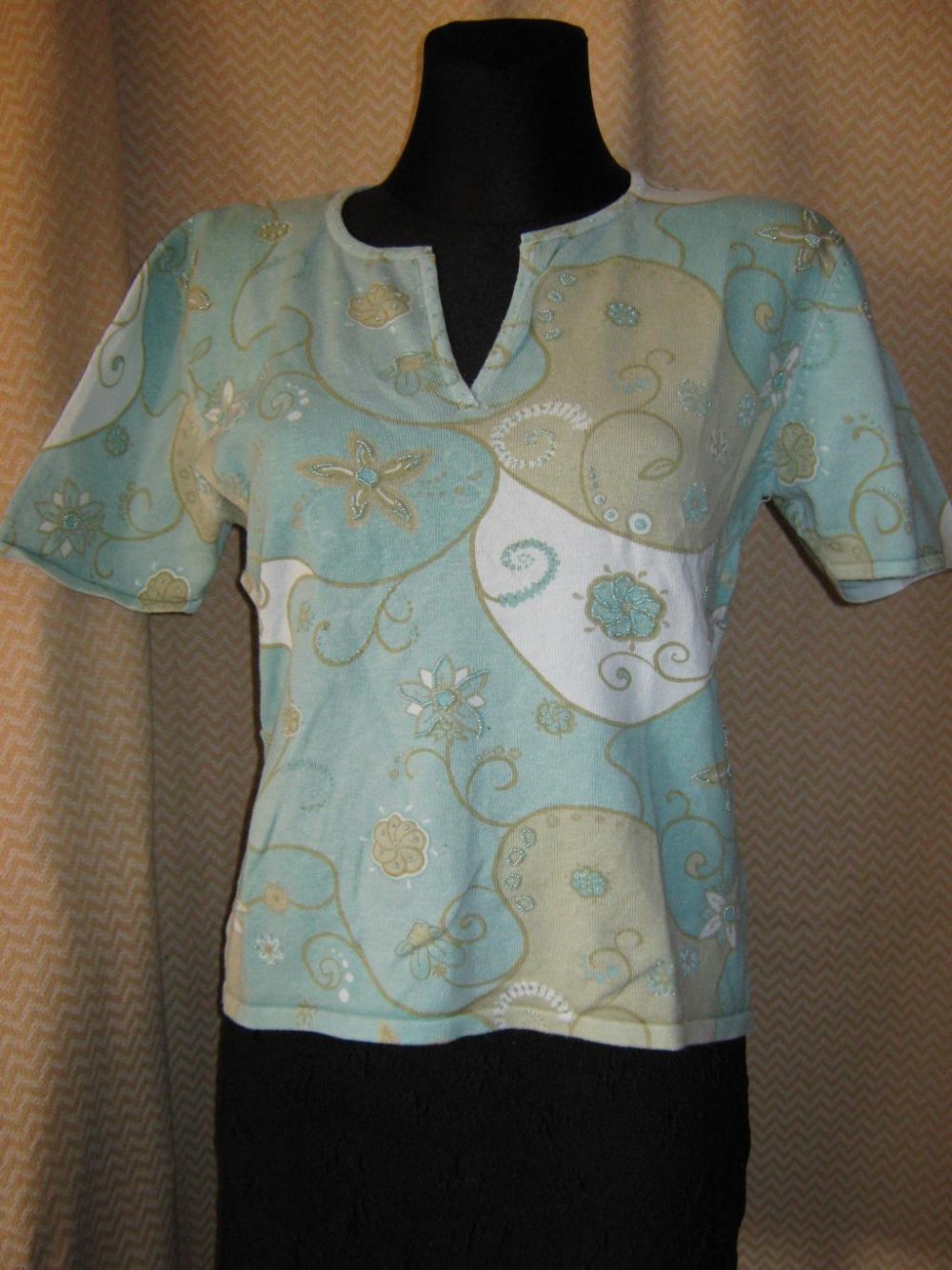 NEUw * Ausgefallen * edel * Perlen * Pailletten * Stickerei * Paisley * Halbarm * Strick- Pullover 