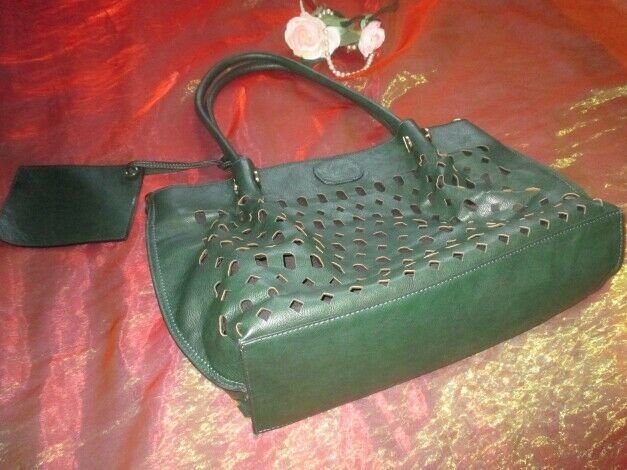 NEU * Cut out * Umhänge * Henkel * College * School * Bag * Universität * Schul * TASCHE mit passendem GELDBEUTEL * wald- grün *