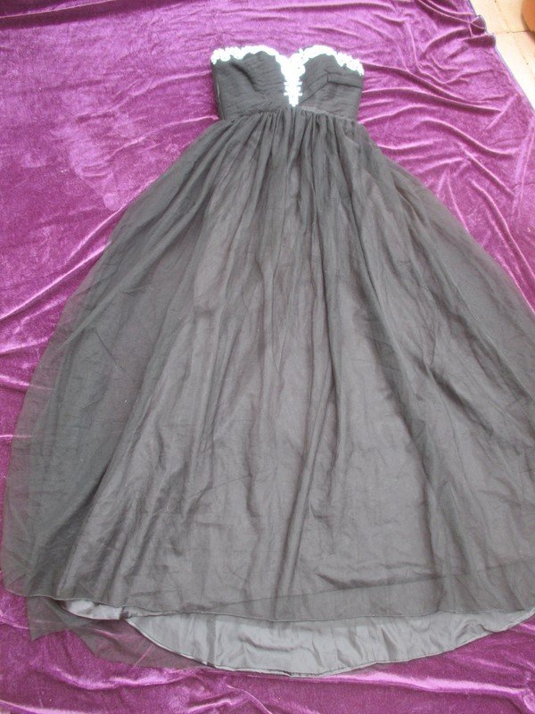 NEU * Black swan * DESIGNER * Abend * Ball * Ausgeh * Blüten * Stickerei * Swarovski * Glitzer * Kristalle * Bustier * Chiffon * Tüll * Maxi * Kleid * Robe * Gr. 34- 36, 38/ XS- S * schwarz * weiß *