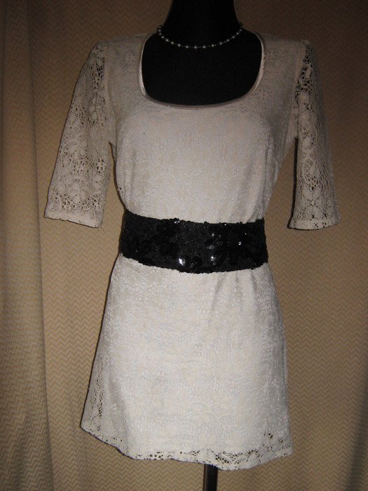 NEUw * 60er Jahre Retro Style * Lace- Spitzen * Abend * Cocktail * DESIGNER * Etui- Kleid * Gr. 38- 40/ S- M * cremé- beige * nude *