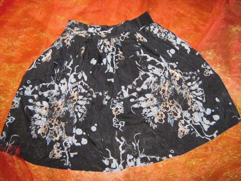  NEU * Blumen * Blüten * Rockabilly * Pinup * Salsa- Style * High- Waist * Mini- Rock ''H&M' Gr. 36- 38/ S * dunkel- blau * grau * beige *