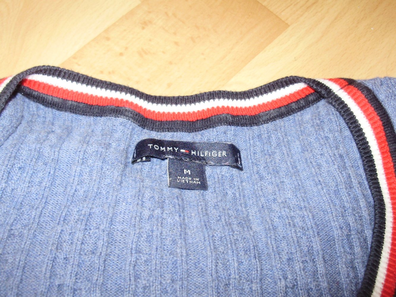Tommy Hilfiger Pullover mittelblau Zopfmuster Übergang M
