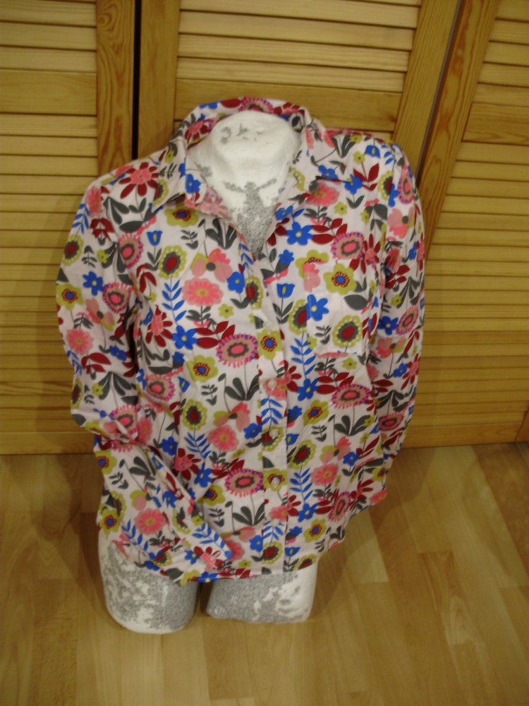 Boden Bluse LA weiß mit bunten Blumen allover 12R/8R = M