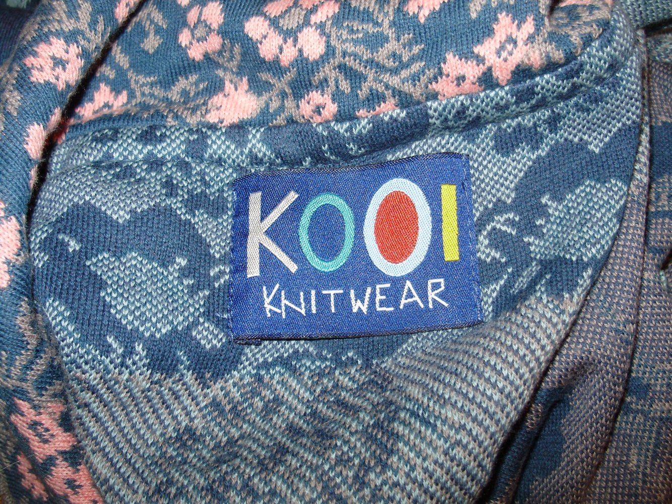 Kooi Cardigan Strickjacke blau bunt Kragen M L passend