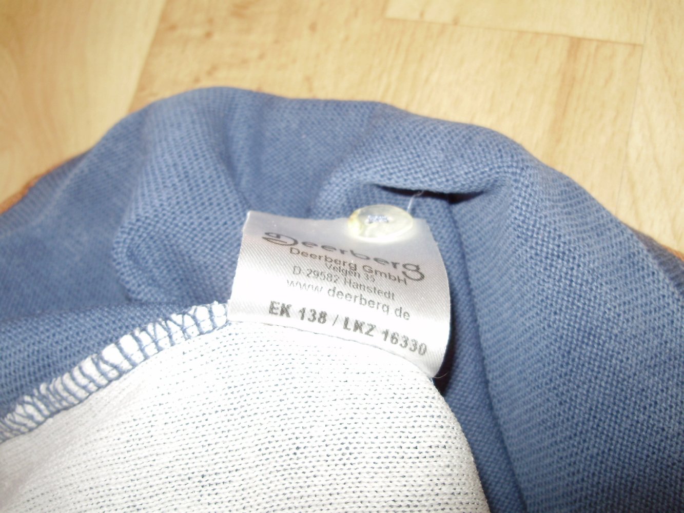 Deerberg Cardigan leicht taubenblau Rosenmuster S M Baumwolle